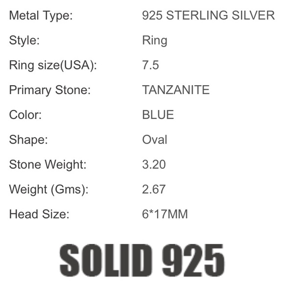 ❤️💯% REAL STERLING SILVER TANZANITE RING😍😍 - Picture 7 of 8
